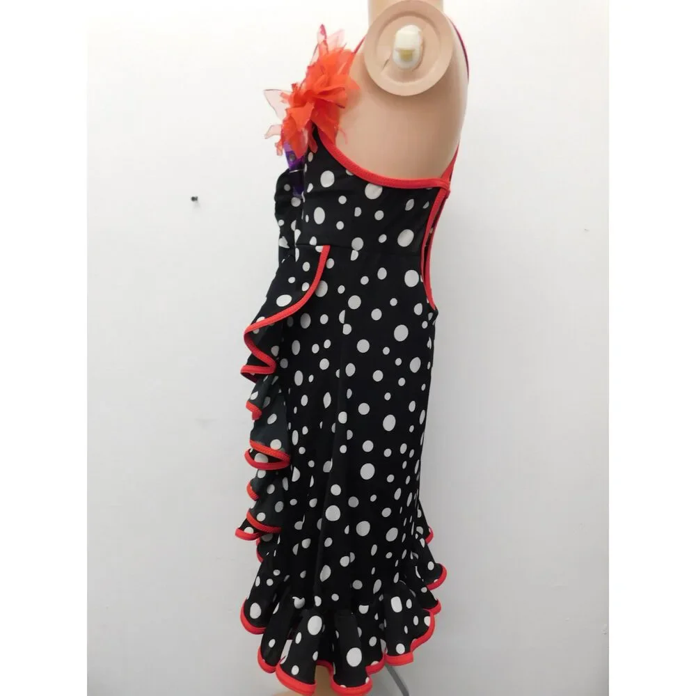 Pre-Owned Dance Costume Weissman 5337 Medium Child Red Ruffles Jazz West Side S